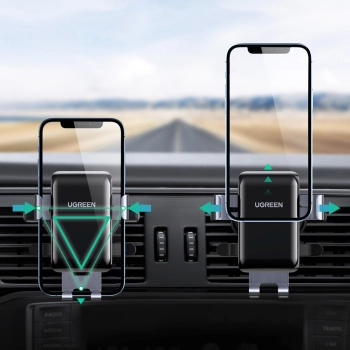  Samochodowy grawitacyjny uchwyt na telefon - okrągła kratka szary - zdj. dodatkowe 1