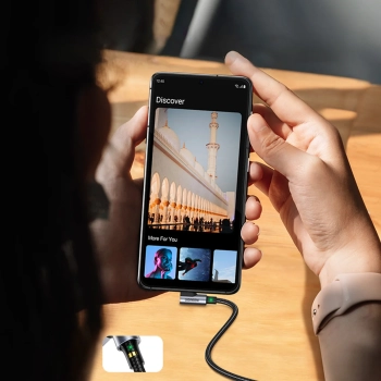  Kabel przewód kątowy USB-C - USB 2.0 480Mb/s 3A 3m czarny - zdj. dodatkowe 7