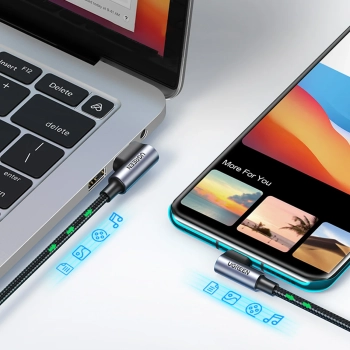  Kabel przewód kątowy USB-C - USB 2.0 480Mb/s 3A 3m czarny - zdj. dodatkowe 8