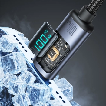  Kabel przewód USB-C z wyświetlaczem LED 100W 1.2m czarny - zdj. dodatkowe 1