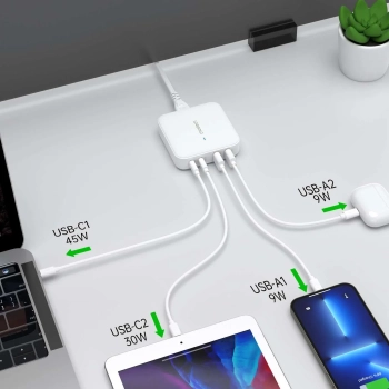  Mocna ładowarka sieciowa GaN 100W 2x USB-A 2x USB-C biała - zdj. dodatkowe 3