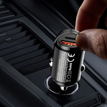  Mini ładowarka samochodowa do gniazda zapalniczki 48W QC PD czarna - zdj. dodatkowe 3