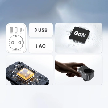  2w1 Ładowarka sieciowa adapter EU AC 13A 2x USB USB-C 30W wtyczka EU czarna - zdj. dodatkowe 2