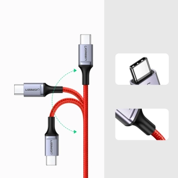  Kabel przewód w oplocie USB-C - USB-C 2.0 3A czerwony - zdj. dodatkowe 3