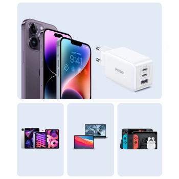  Szybka ładowarka sieciowa GaN 65W USB-A / 2x USB-C biała - zdj. dodatkowe 10