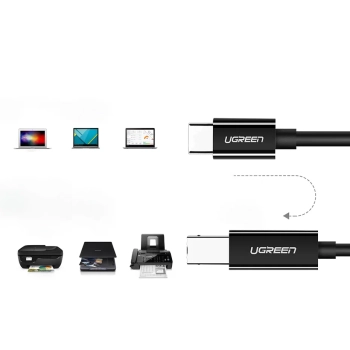  Kabel przewód do drukarki skaneru faxu USB-C - USB-B 1m czarny - zdj. dodatkowe 3