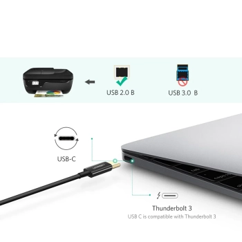  Kabel przewód do drukarki skaneru faxu USB-C - USB-B 1m czarny - zdj. dodatkowe 5