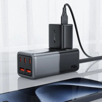  Ładowarka biurkowa stacja ładowania Z2 GaN 75W PD 3x USB-C 2x USB-A czarno-szara - zdj. dodatkowe 3