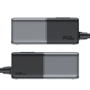  Ładowarka biurkowa stacja ładowania Z2 GaN 75W PD 3x USB-C 2x USB-A czarno-szara - zdj. dodatkowe 6