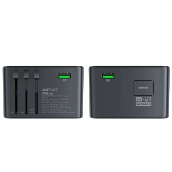  Uniwersalna ładowarka podróżna GaN 2x USB-A 3x USB-C wtyczki UK EU USA AUS czarna - zdj. dodatkowe 9