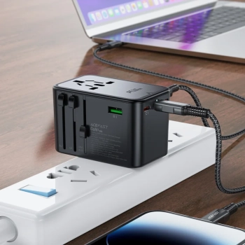  Uniwersalna ładowarka podróżna GaN 2x USB-A 3x USB-C wtyczki UK EU USA AUS czarna - zdj. dodatkowe 2
