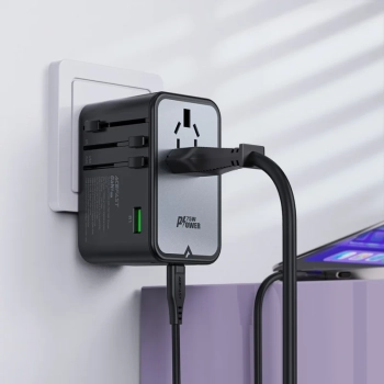  Uniwersalna ładowarka podróżna GaN 2x USB-A 3x USB-C wtyczki UK EU USA AUS czarna - zdj. dodatkowe 3