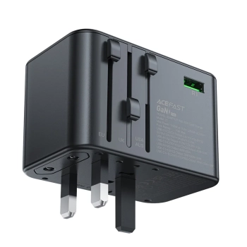  Uniwersalna ładowarka podróżna GaN 2x USB-A 3x USB-C wtyczki UK EU USA AUS czarna - zdj. dodatkowe 5