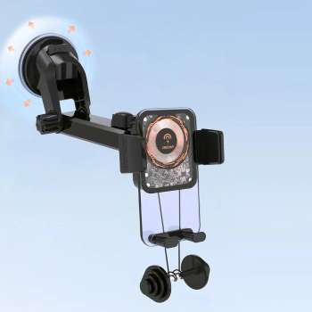  Uchwyt samochodowy F19 zaciskowy na telefon z ładowarką indukcyjną 15W czarny - zdj. dodatkowe 6