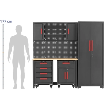  Zestaw mebli warsztatowych szafa 2 szafki na kółkach ściana perforowana - zdj. dodatkowe 2