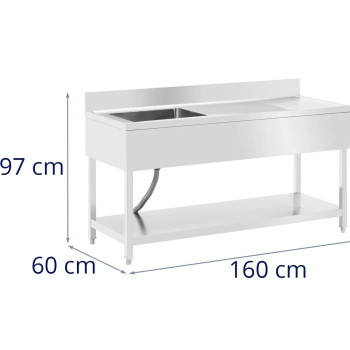  Zlew basen jednokomorowy z ociekaczem półką i rantem lewy 160 x 60 x 97 cm - zdj. dodatkowe 5