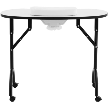  Biurko stolik do manicure kosmetyczny z pochłaniaczem pyłu składany na kółkach 90 x 42 x 73 cm biały - zdj. dodatkowe 1