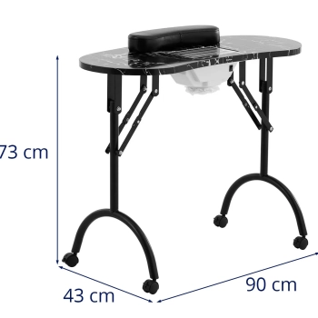 Biurko stolik do manicure kosmetyczny z pochłaniaczem pyłu składany na kółkach 90 x 43 x 73 cm czarny - zdj. dodatkowe 6