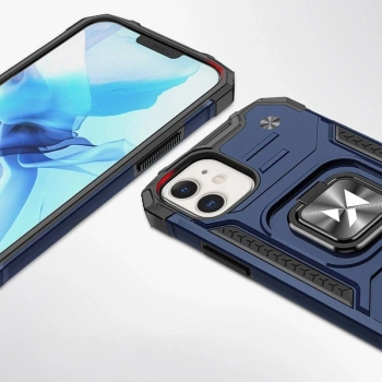  Etui pancerny pokrowiec do iPhone 14 Plus uchwyt magnetyczny Ring Armor niebieski - zdj. dodatkowe 1