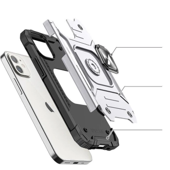  Etui pancerny pokrowiec do iPhone 14 uchwyt magnetyczny Ring Armor srebrny - zdj. dodatkowe 3