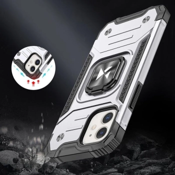  Etui pancerny pokrowiec do iPhone 14 uchwyt magnetyczny Ring Armor srebrny - zdj. dodatkowe 6
