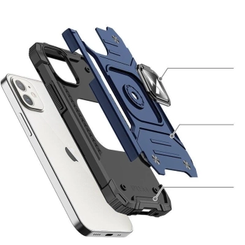  Etui pancerny pokrowiec do iPhone 14 uchwyt magnetyczny Ring Armor niebieski - zdj. dodatkowe 2