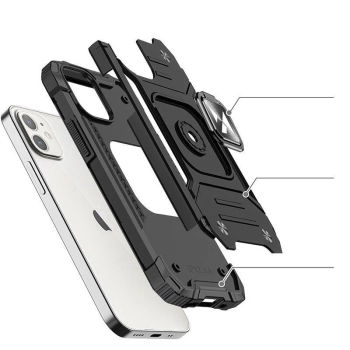  Etui pancerny pokrowiec do iPhone 14 uchwyt magnetyczny Ring Armor czarny - zdj. dodatkowe 1