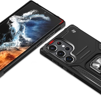  Etui pancerny pokrowiec do Samsung Galaxy S23 Ultra uchwyt magnetyczny Ring Armor czarny - zdj. dodatkowe 1