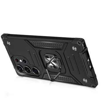  Etui pancerny pokrowiec do Samsung Galaxy S23 Ultra uchwyt magnetyczny Ring Armor czarny - zdj. dodatkowe 3