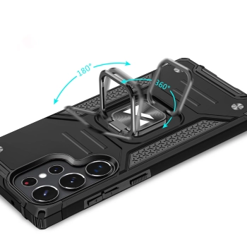  Etui pancerny pokrowiec do Samsung Galaxy S23 Ultra uchwyt magnetyczny Ring Armor czarny - zdj. dodatkowe 4