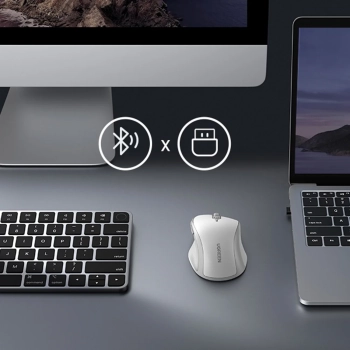  Ergonomiczna bezprzewodowa mysz myszka do komputera MU101 Bluetooth 2.4 GHz biała - zdj. dodatkowe 5