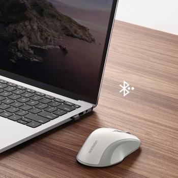  Ergonomiczna bezprzewodowa mysz myszka do komputera MU101 Bluetooth 2.4 GHz biała - zdj. dodatkowe 7