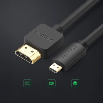  Kabel przewód Audio Video microHDMI - HDMI 2.0 1m czarny - zdj. dodatkowe 3