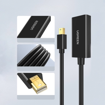  Adapter przejściówka kabla przewodu mini DP DisplayPort - HDMI 4K czarny - zdj. dodatkowe 1