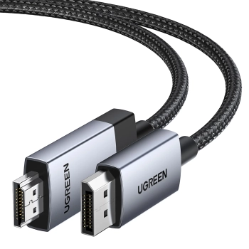  Kabel przewód DisplayPort - HDMI 4K 60Hz w oplocie 1m szary - zdj. dodatkowe 1