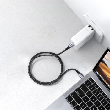  Kabel przewód USB-C w oplocie 5A 480Mb/s 0.5m czarno szary - zdj. dodatkowe 4