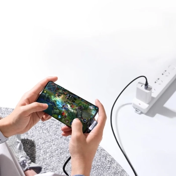  Kabel przewód kątowy USB - USB-C 5Gb/s 3A 1m czarny - zdj. dodatkowe 1