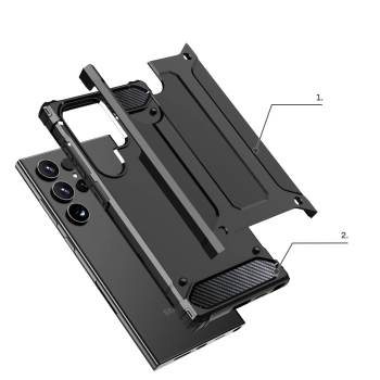  Etui pancerne wzmacniane do Samsung Galaxy S24 Ultra Hybrid Armor czarne - zdj. dodatkowe 6