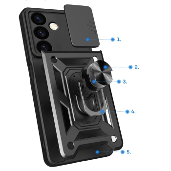  Etui z osłoną na aparat do Samsung Galaxy S24 Hybrid Armor Camshield czarne - zdj. dodatkowe 2