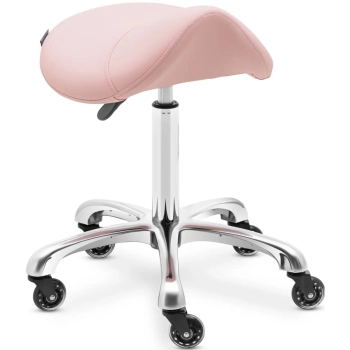  Taboret stołek hoker kosmetyczny siodłowy na kółkach do 150 kg YORK - pudrowy róż - zdj. dodatkowe 1