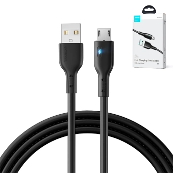  Kabel przewód USB - microUSB 2.4A z diodą LED 2m czarny - zdj. dodatkowe 2