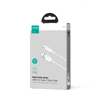  Kabel przewód USB-A - USB-C 100W szybki transfer Multi-Color Series 1m biały - zdj. dodatkowe 1