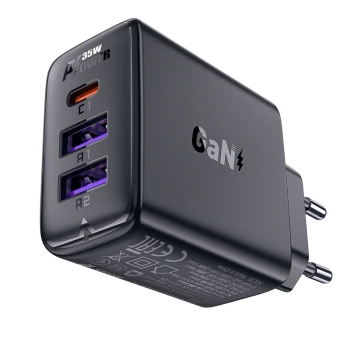  Ładowarka sieciowa PD 35W GaN z 3 portami 2x USB-A + USB-C czarna - zdj. dodatkowe 1