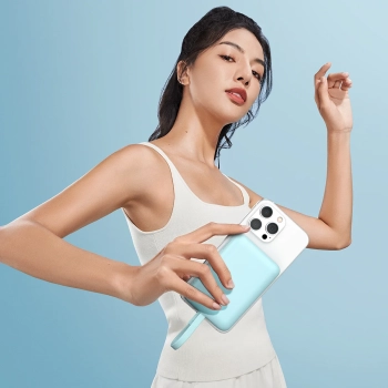  Mini Powerbank MagSafe 10000mAh 20W z kablem Lightning do iPhone 0.3m niebieski - zdj. dodatkowe 9