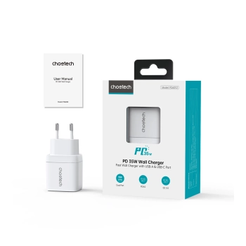  Mała mocna ładowarka sieciowa GaN USB-A USB-C PD 35W z wyświetlaczem biała - zdj. dodatkowe 3