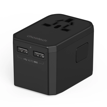  Uniwersalna ładowarka podróżna 2x USB-C 2x USB-A PD 45W wtyczki USA EU UK AU czarna - zdj. dodatkowe 1