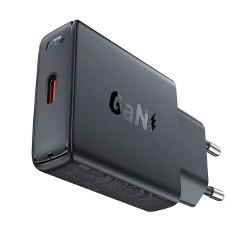  Mała płaska ładowarka sieciowa GaN PD 20W USB-C czarna - zdj. dodatkowe 1