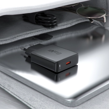  Mała płaska ładowarka sieciowa GaN PD 20W USB-C czarna - zdj. dodatkowe 5