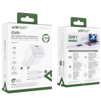  Mini Ładowarka sieciowa PD 30W GaN + kabel USB-C biała - zdj. dodatkowe 6