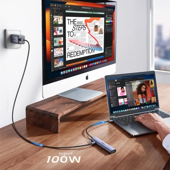  Wielofunkcyjny HUB adapter USB-A HDMI USB-C szary - zdj. dodatkowe 4